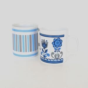 Vintage Blue Mismatched Coffee Mug Set